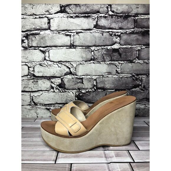 Manufacture d'Essai Beige Leather Wedge Platform Sandals Women’s Sz 38EU/7.5M US - Picture 12 of 16